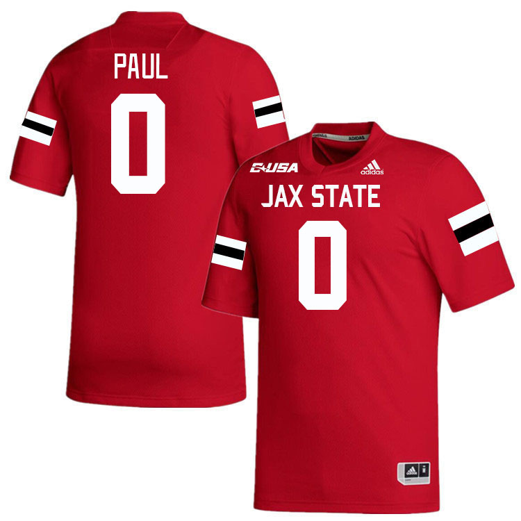 #0 Andrew Paul Jacksonville State Gamecocks College Football Jerseys Stitched-Red